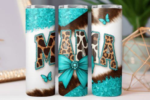 Western Mama 20 oz Skinny Tumbler Cup With Straw