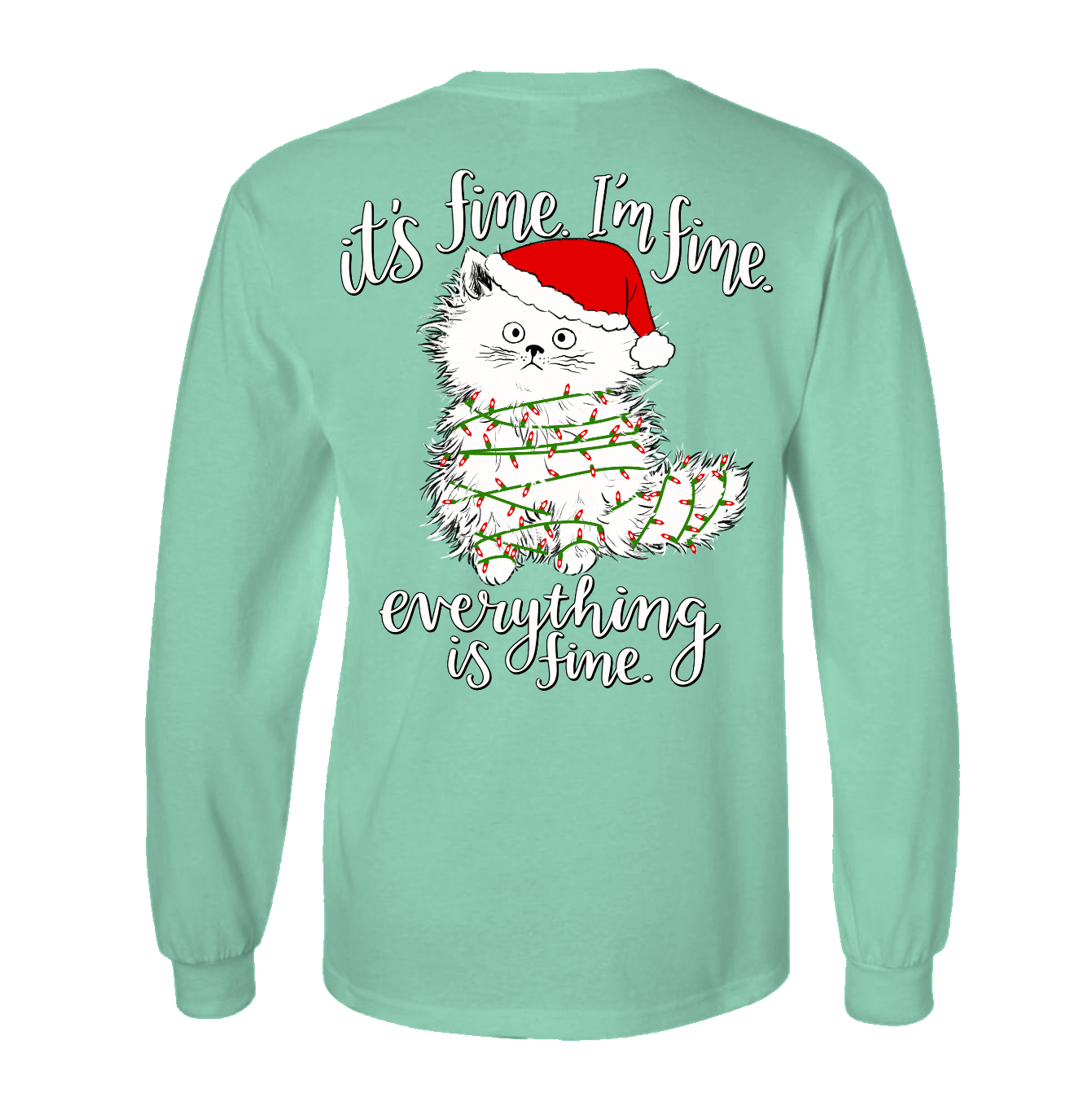 Southern Attitude Christmas Fine Cat Long Sleeve T-Shirt