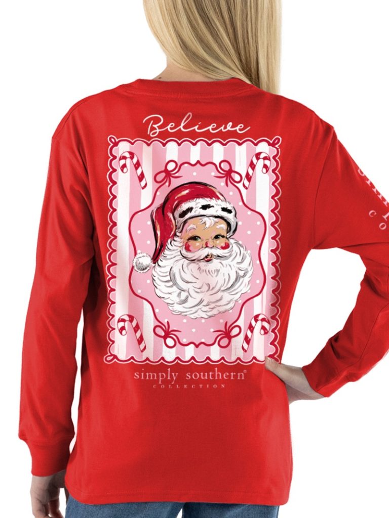 Simply Southern Believe Santa Frame Holiday Long Sleeve T-Shirt