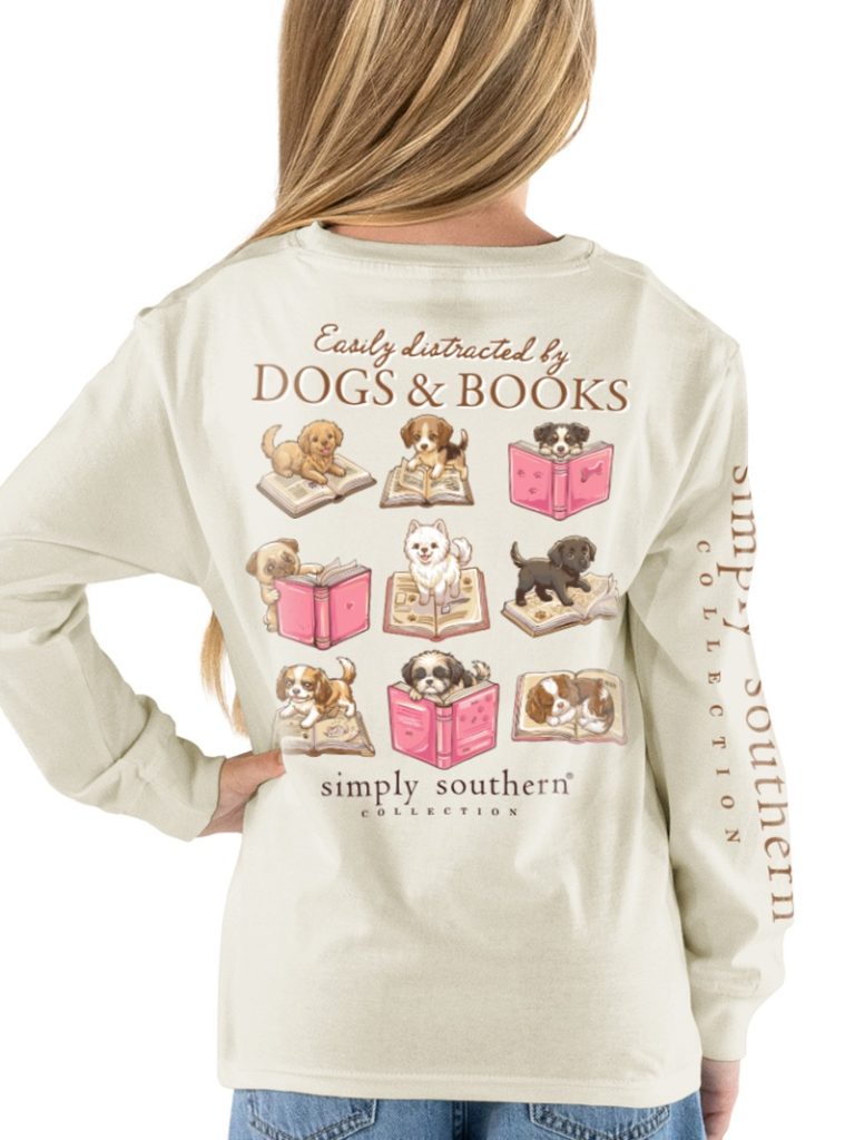 Simply Southern Dogs &amp; Books Linen Long Sleeve T-Shirt