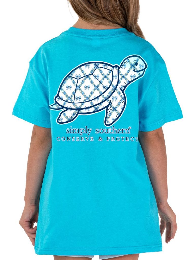 Simply Southern Turtle Tracker Garden Bow Lagoon T-Shirt