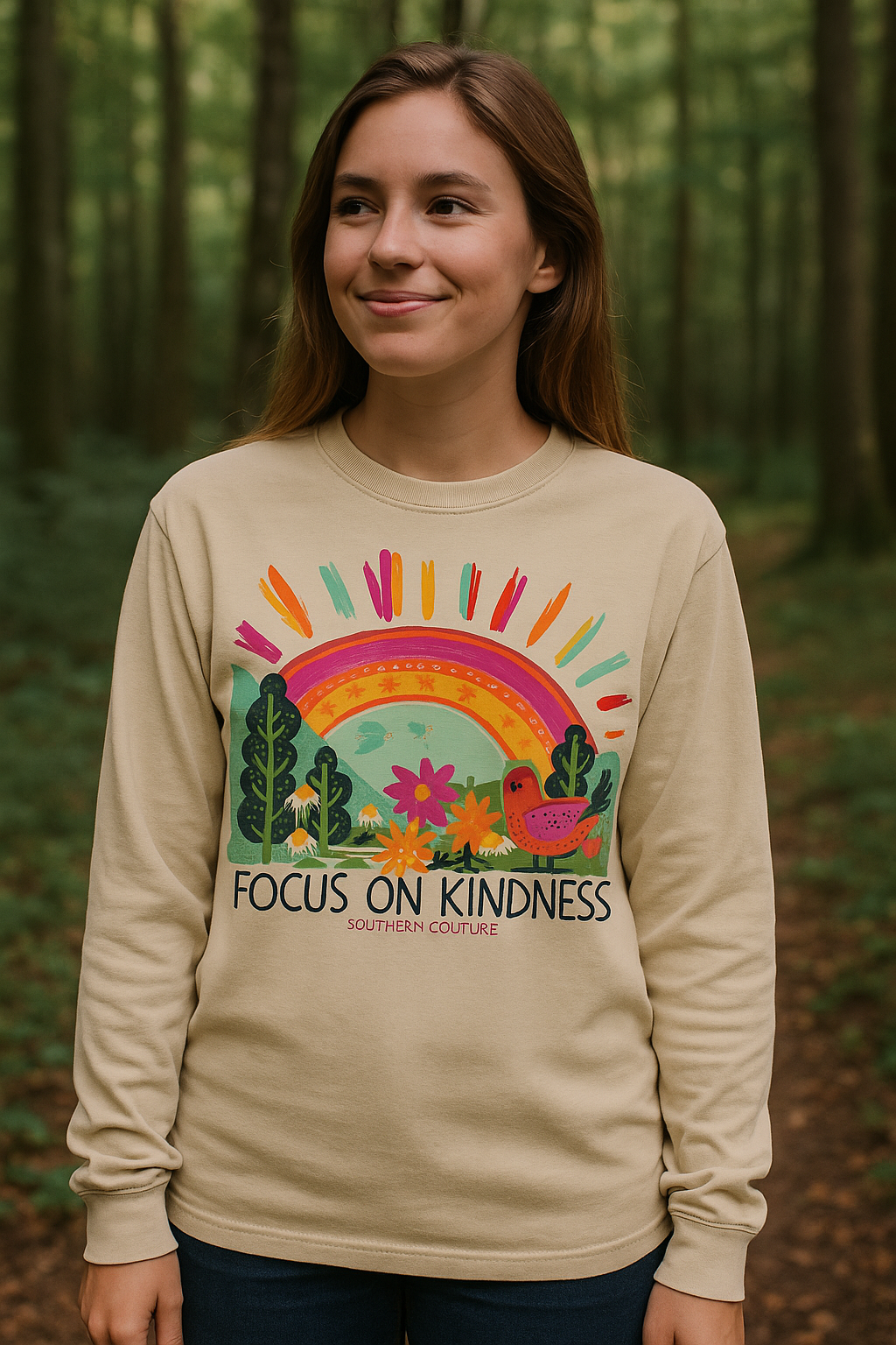 Southern Couture Focus On Kindness Comfort Colors Long Sleeve T-Shirt