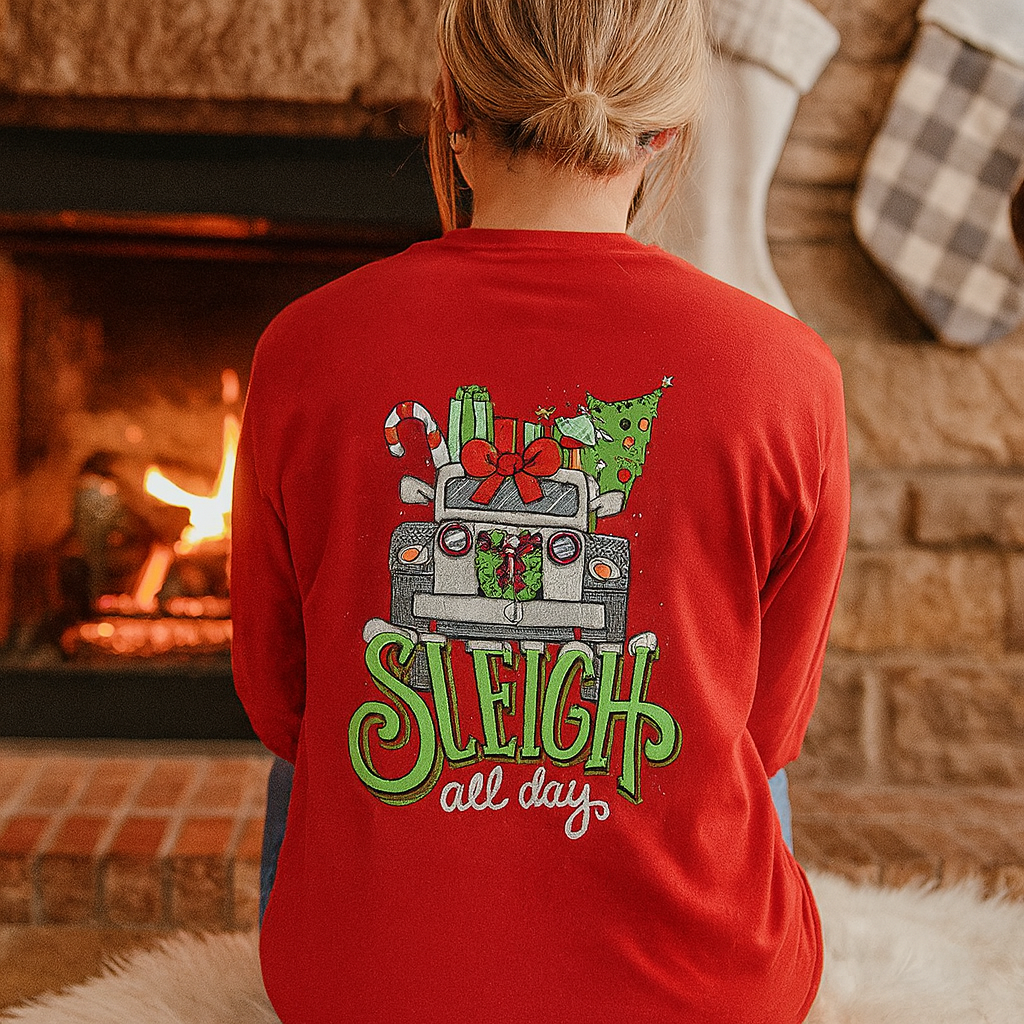 Girlie Girl Originals Sleigh All Day Christmas Long Sleeves T Shirt