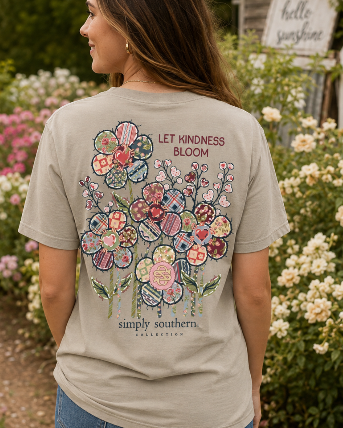 Simply Southern Kindness Blooms Mineral Washed Birch T-Shirt