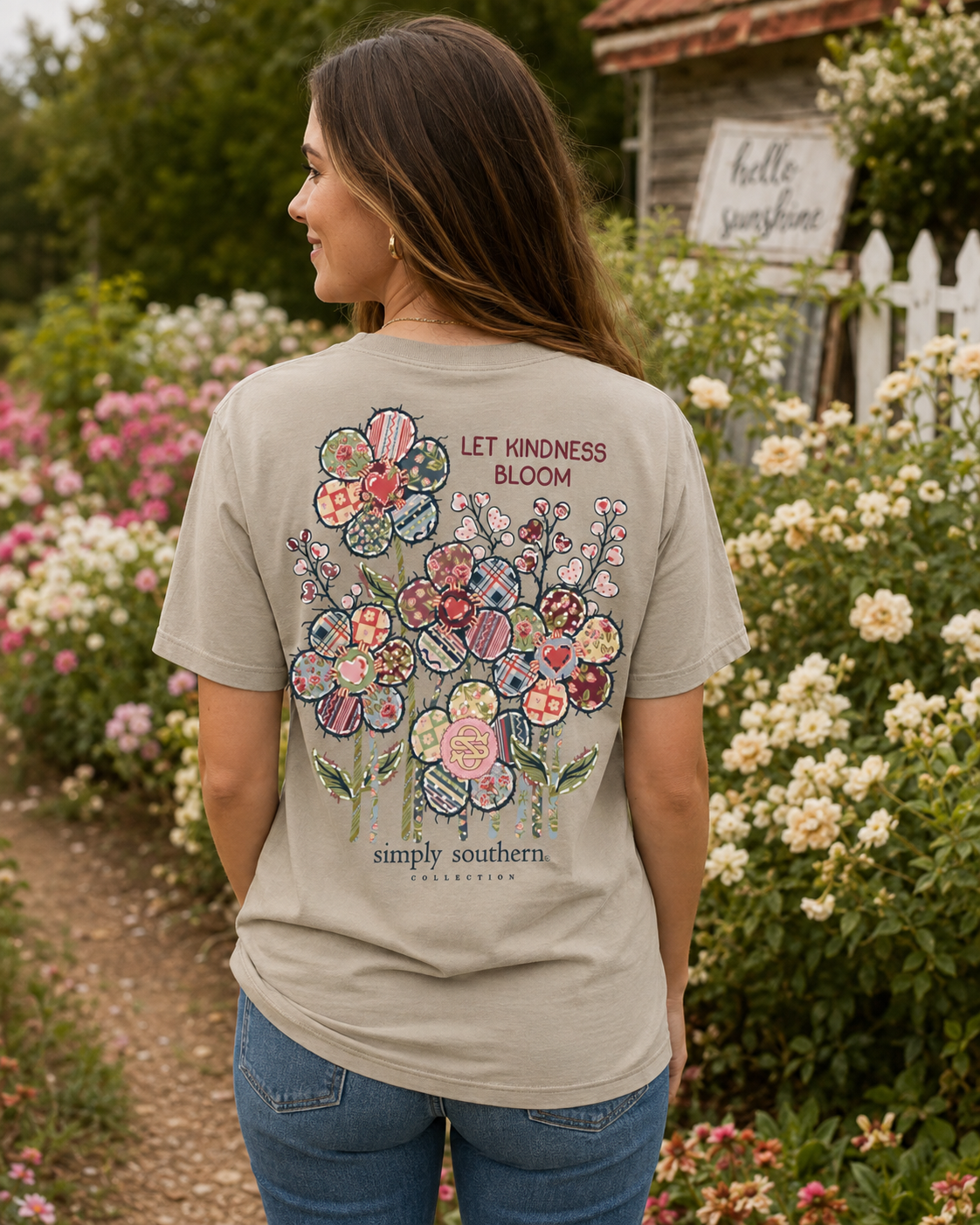 Simply Southern Kindness Blooms Mineral Washed Birch T-Shirt