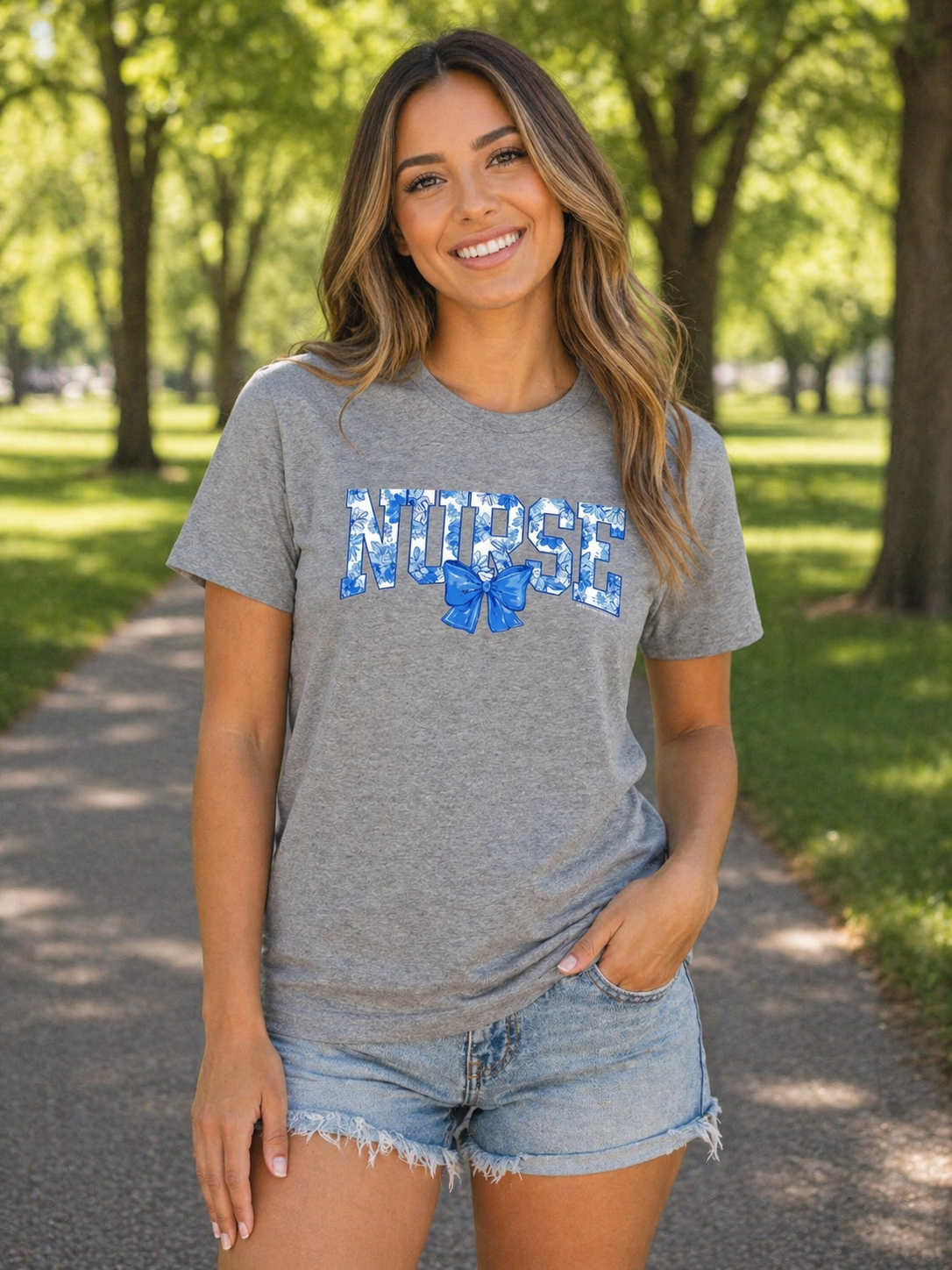 Southern Couture Soft Nurse With Bow T-Shirt