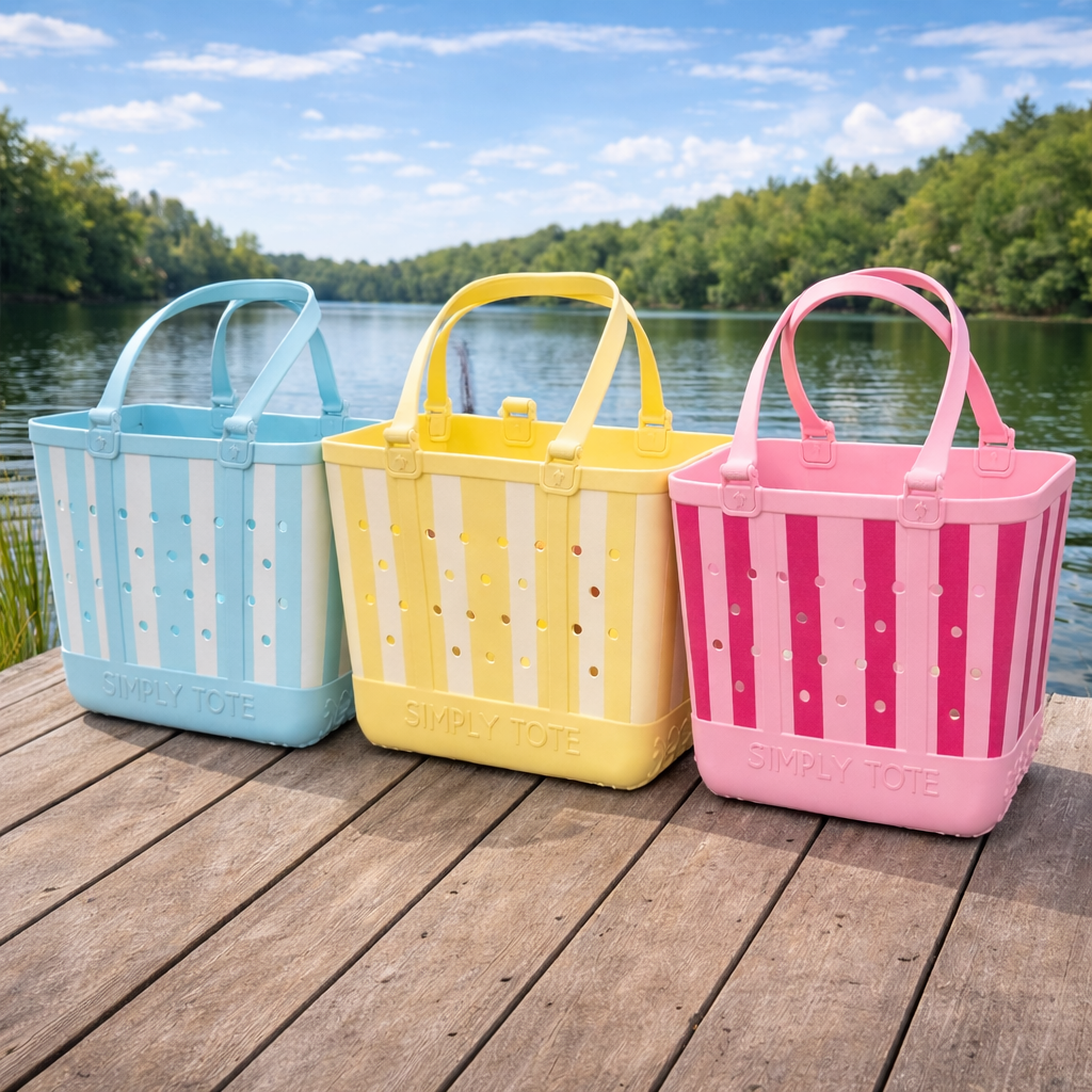 Simply Southern Stripe Beach Waterproof Washable Large Tote Bag
