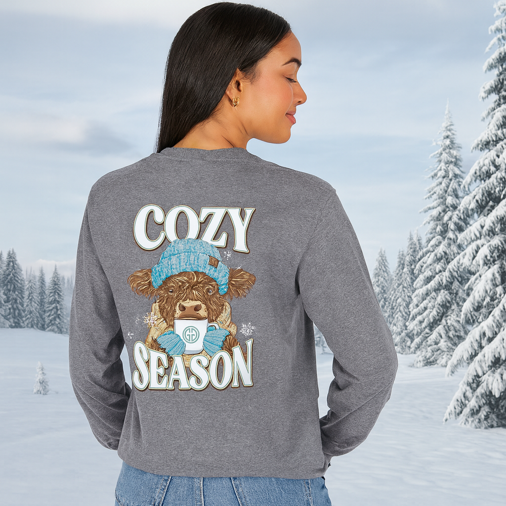 Girlie Girl Originals Cozy Season Cow Long Sleeves T Shirt