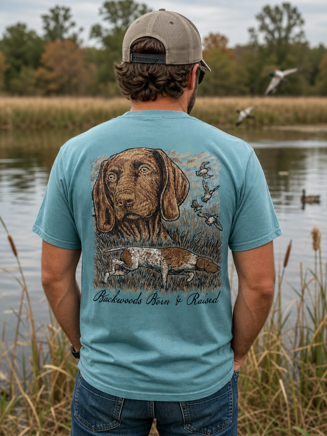 Backwoods Born &amp; Raised Duck Dog Comfort Colors Unisex T-Shirt