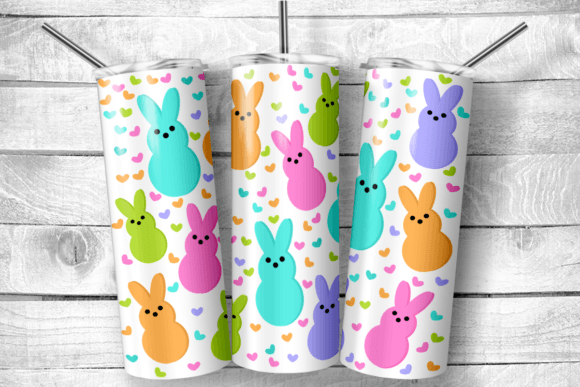 Easter Bunny Candy and Hearts 20 oz Skinny Tumbler Cup With Straw