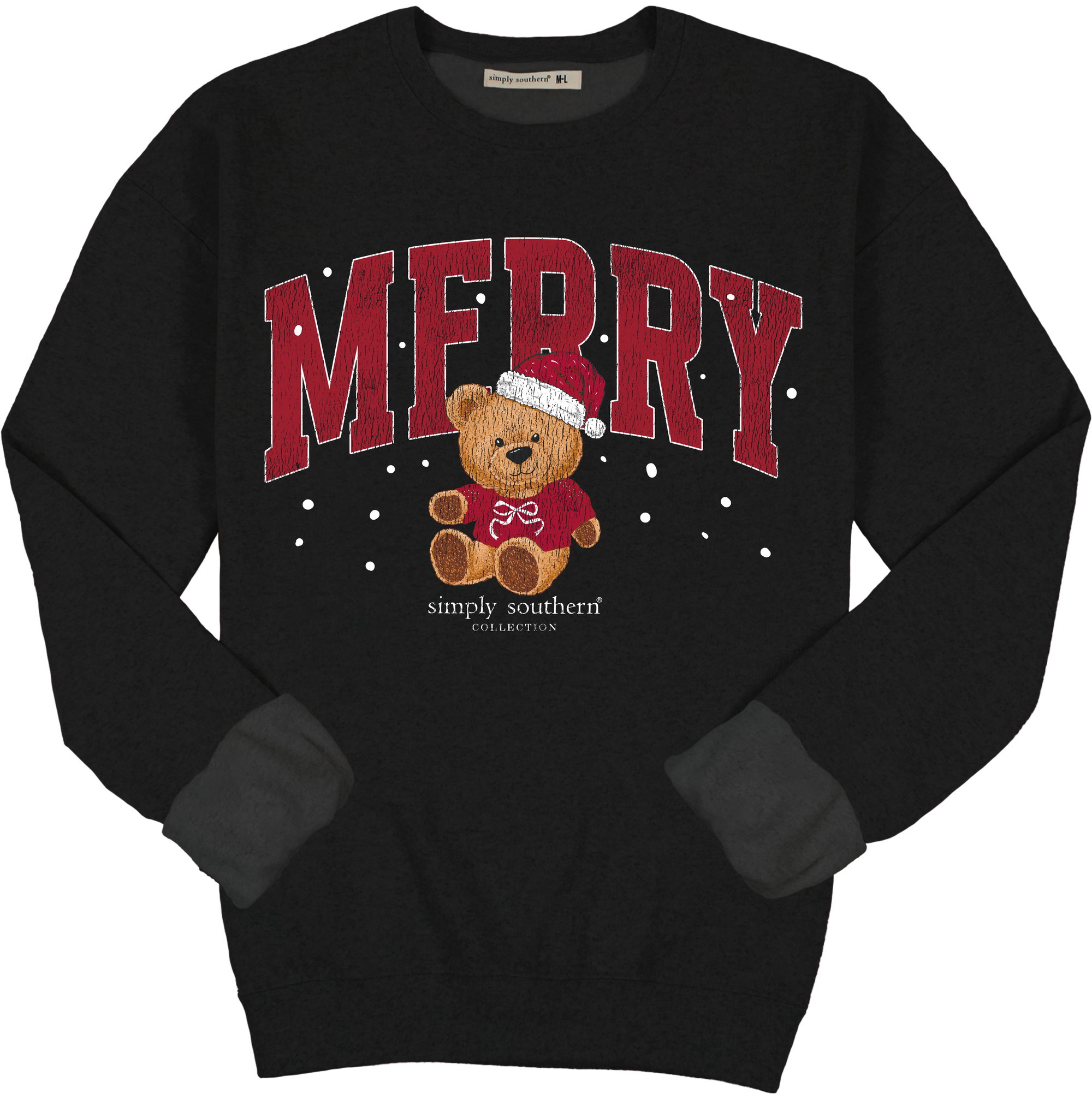 Simply Southern Merry Bear Holiday Long Sleeve Crew Sweatshirt