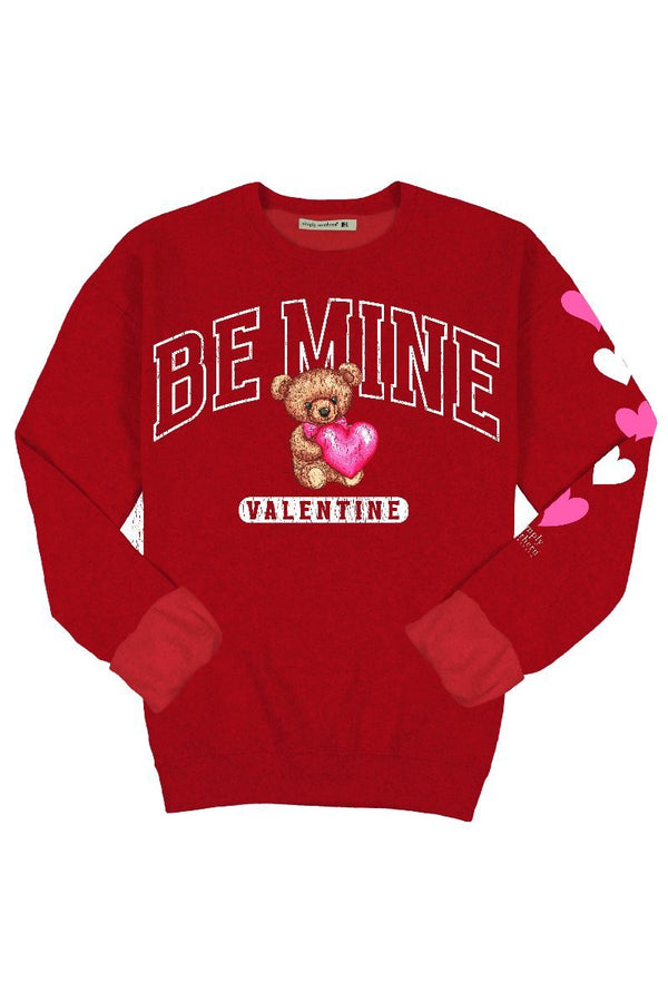 katie❤BE MINE スウェット Simply Southern Be Mine Valentine Long Sleeve Crew Sweatshirt