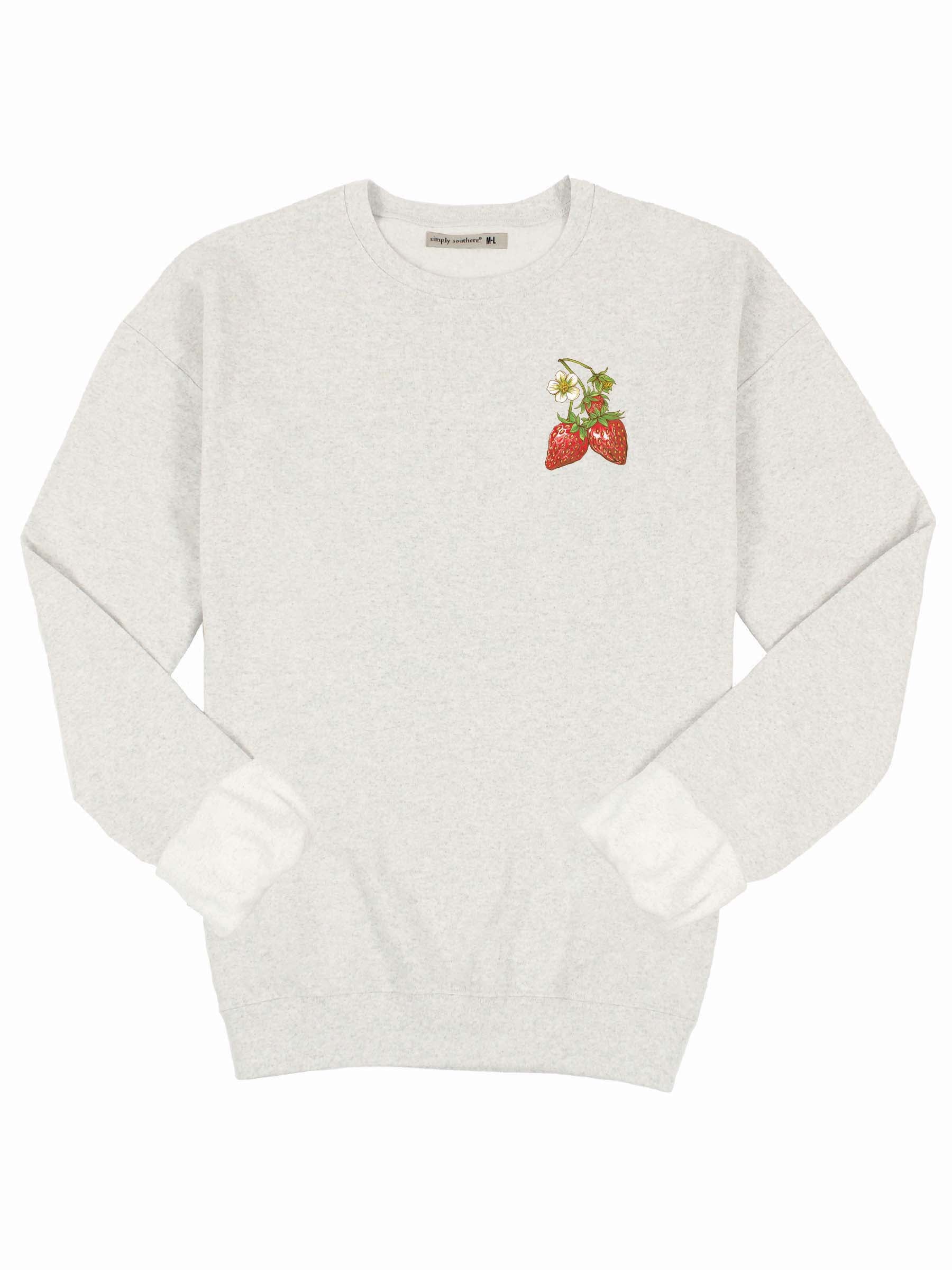 Simply Southern Strawberry Patch Long Sleeve Crew Sweatshirt