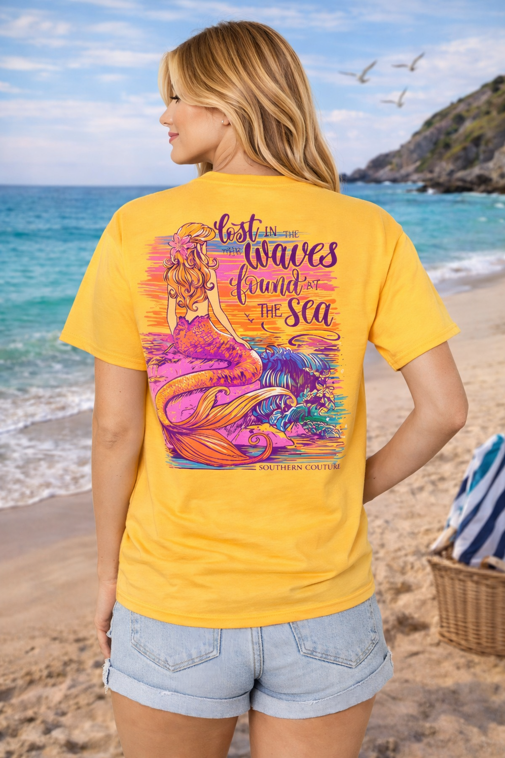 Southern Couture Classic Lost In The Waves Mermaid T-Shirt