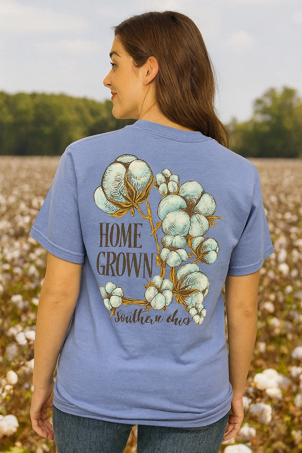 Southern Chics Apparel Home Grown Cotton Girlie Bright T Shirt
