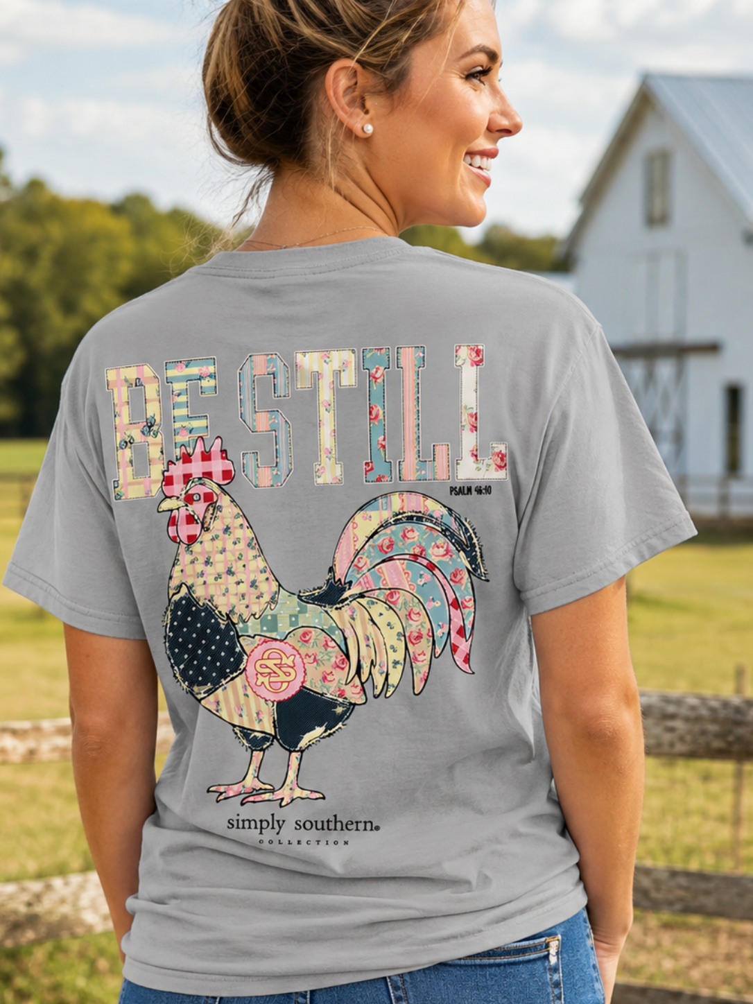 Simply Southern Be Still Rooster Stitched Patterns Lunar T-Shirt