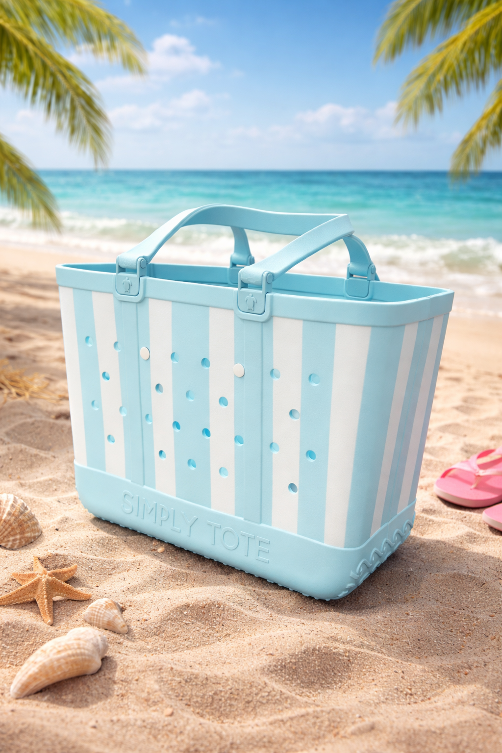 Simply Southern Stripe Beach Waterproof Washable Large Tote Bag