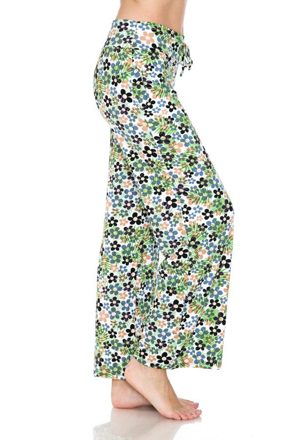 Groovy Flowers Print Soft Lounge Pajama Pants
