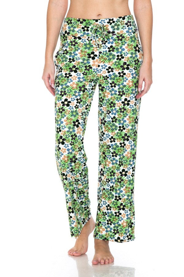 Groovy Flowers Print Soft Lounge Pajama Pants
