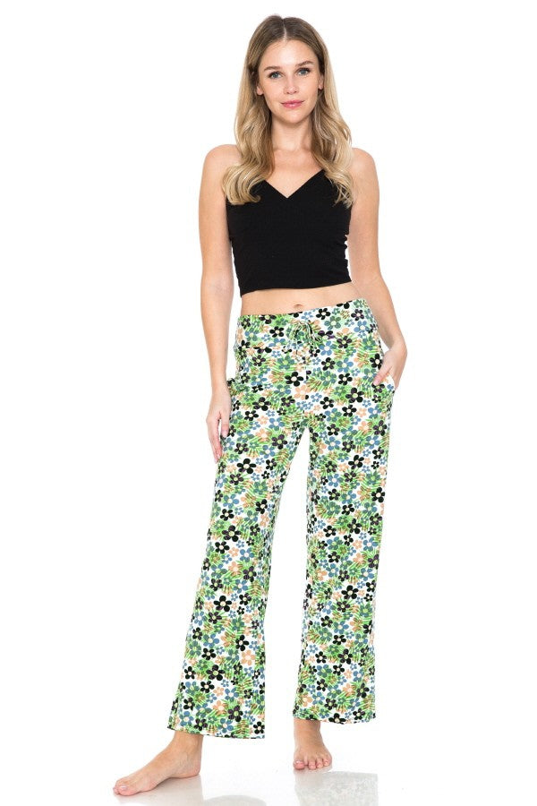 Groovy Flowers Print Soft Lounge Pajama Pants