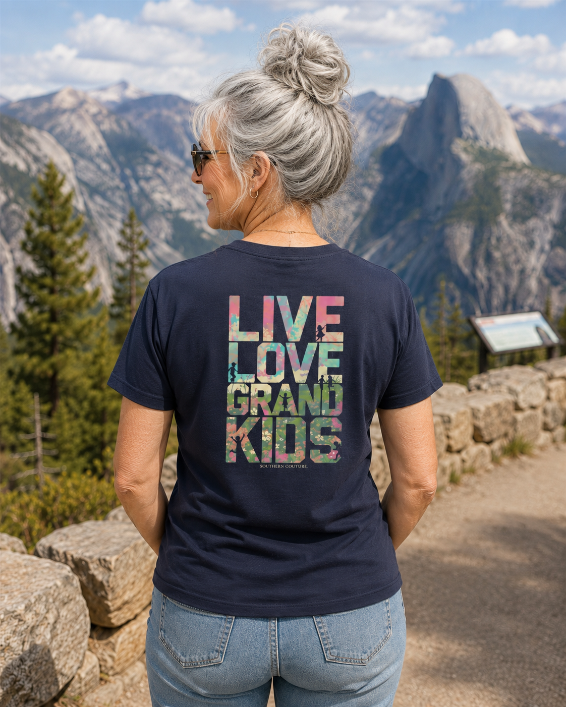 Southern Couture Classic Live Love Grandkids Navy T-Shirt
