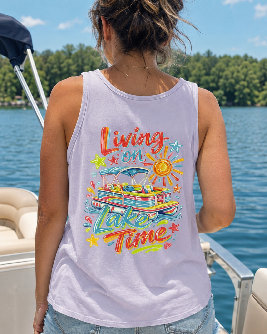 Southern Chics Living On Lake Time Beach Washed Tank Top