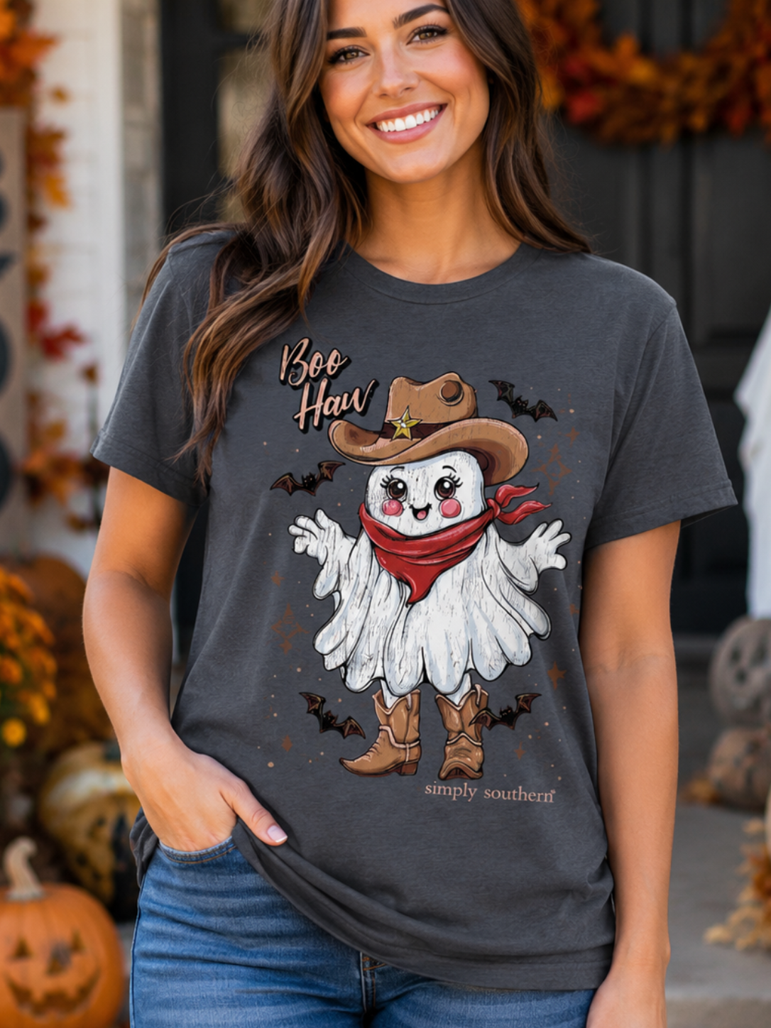 Simply Southern Boo Haw Western Ghost Fall T-Shirt