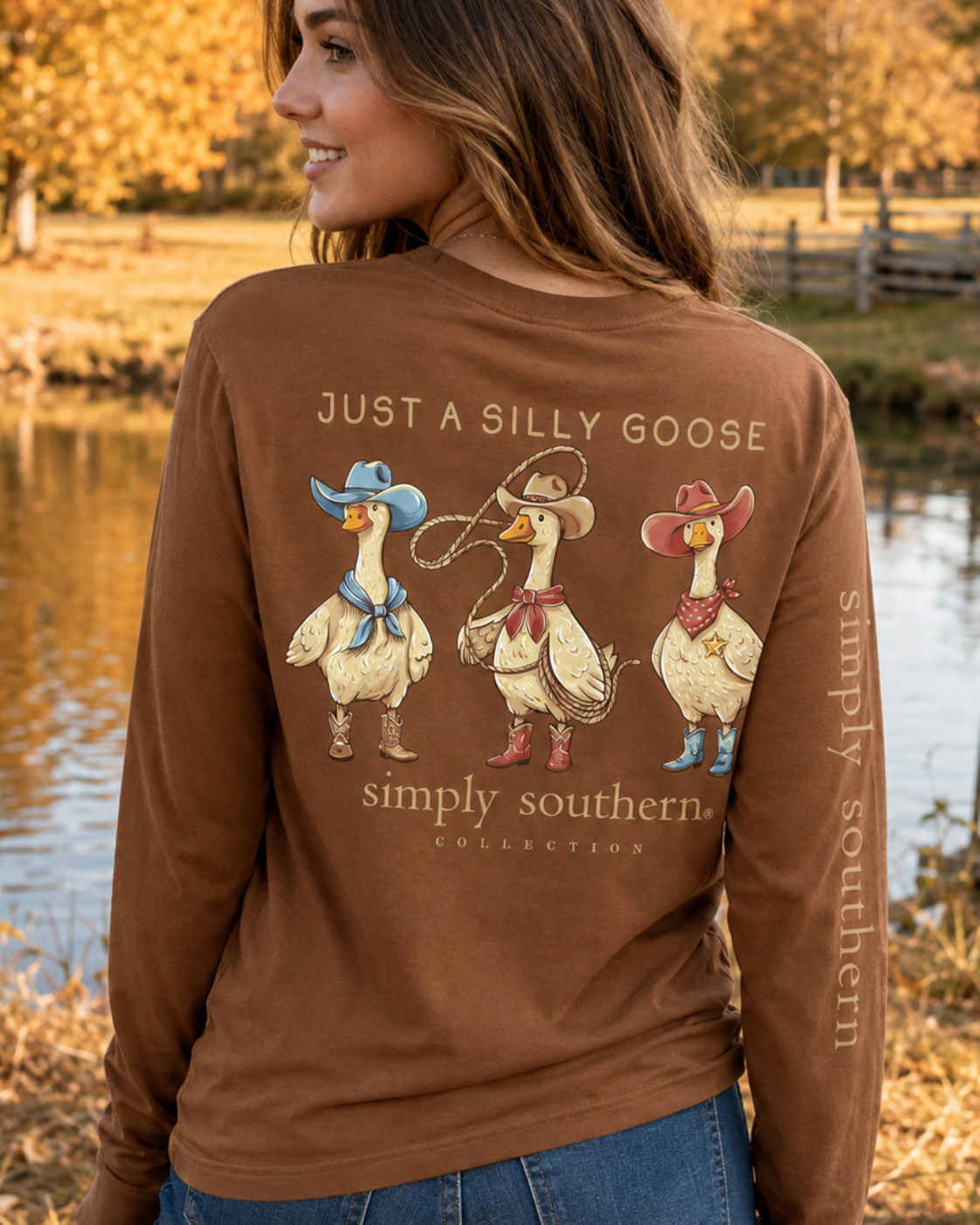 Simply Southern Silly Goose Chestnut Long Sleeve T-Shirt