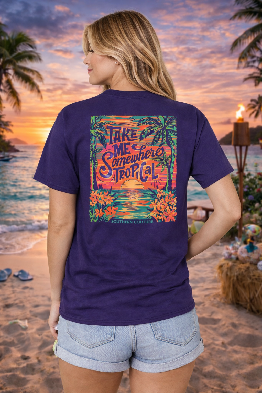 Southern Couture Classic Take Me Somewhere Tropical T-Shirt