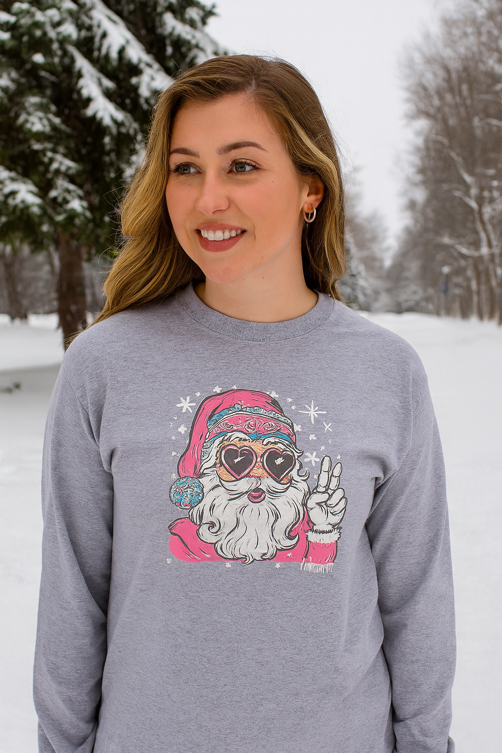 Southern Couture Soft Disco Santa Holiday Long Sleeve T-Shirt