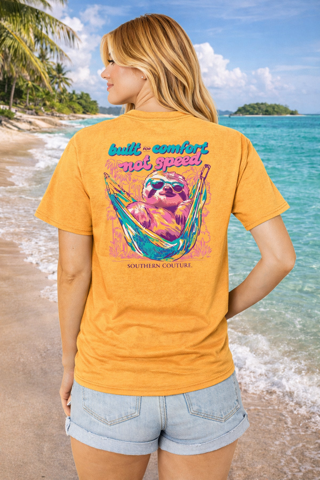 Southern Couture Sloth Built For Comfort Colors T-Shirt