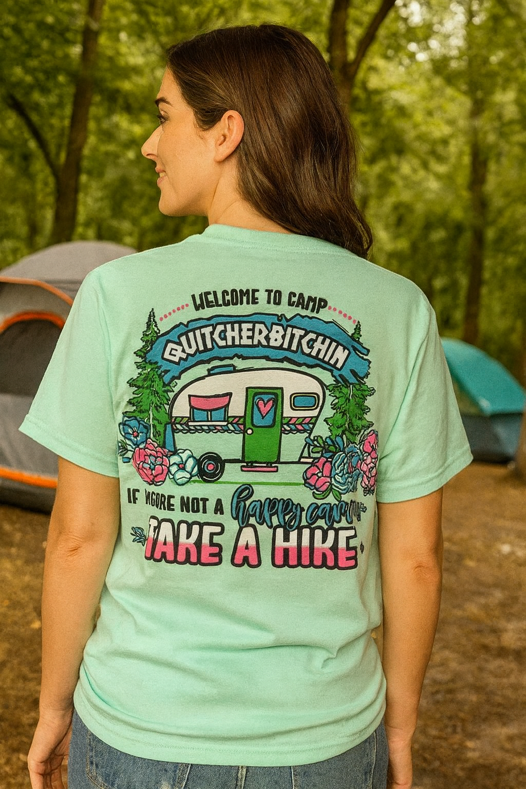 Southern Chics Happy Camper Take A Hike Comfort Colors T Shirt