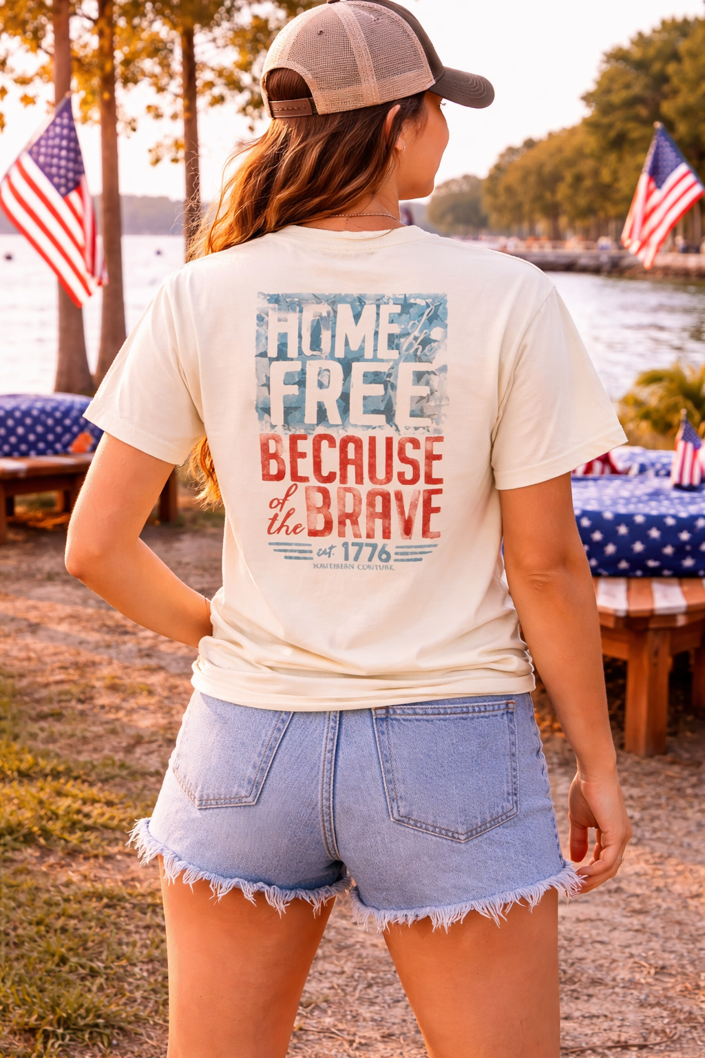 Southern Couture Classic Home Of The Free USA T-Shirt