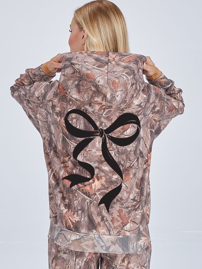 Simply Southern Bow Camo Long Sleeve Hoodie