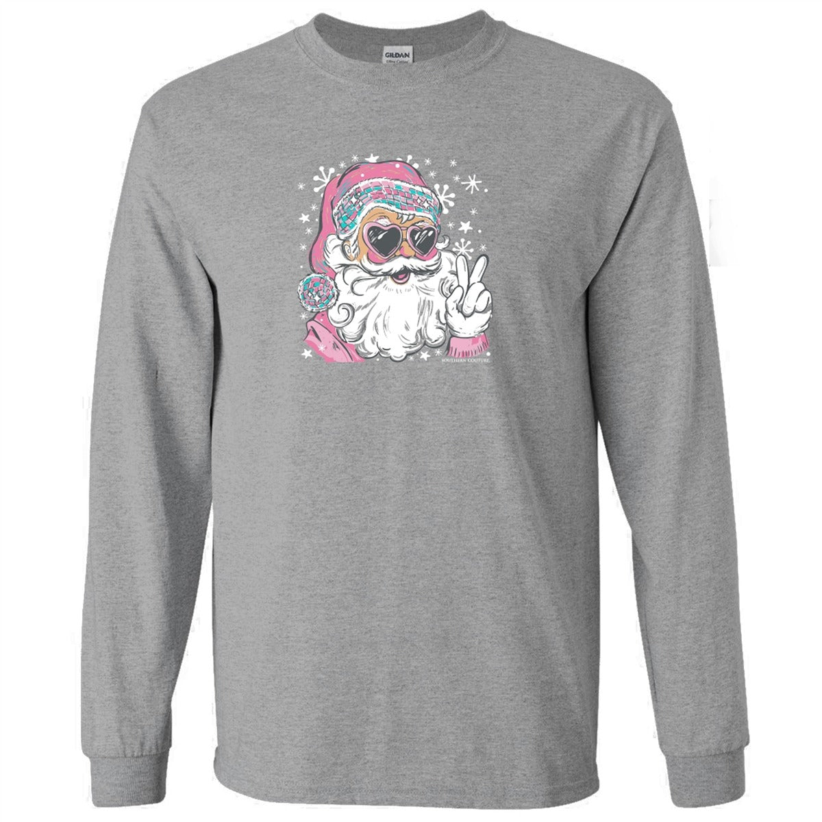 Southern Couture Soft Disco Santa Holiday Long Sleeve T-Shirt