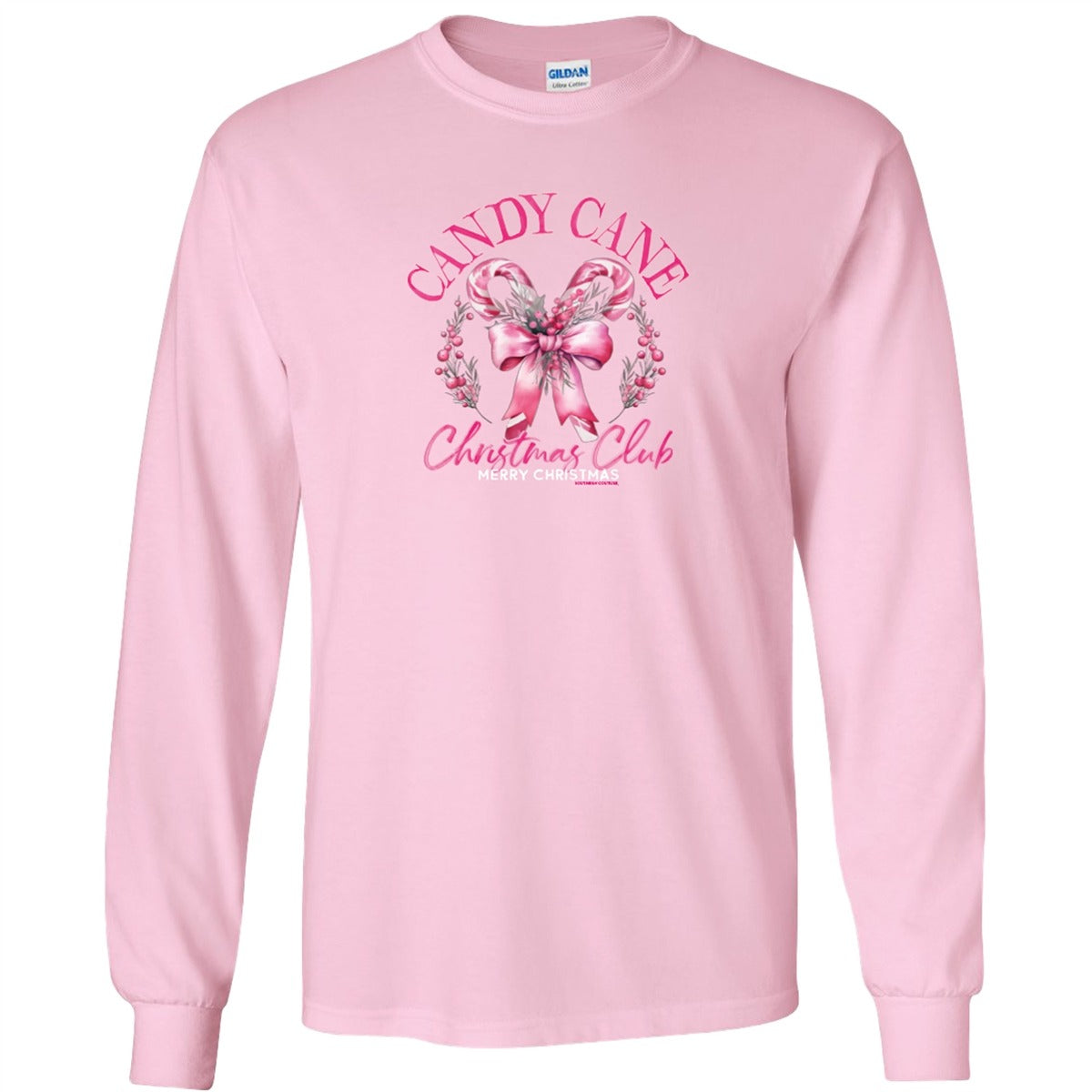 Southern Couture Soft Candy Cane Christmas Club Long Sleeve T-Shirt