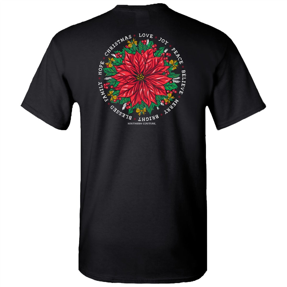 Southern Couture Classic Christmas Poinsettia Holiday T-Shirt