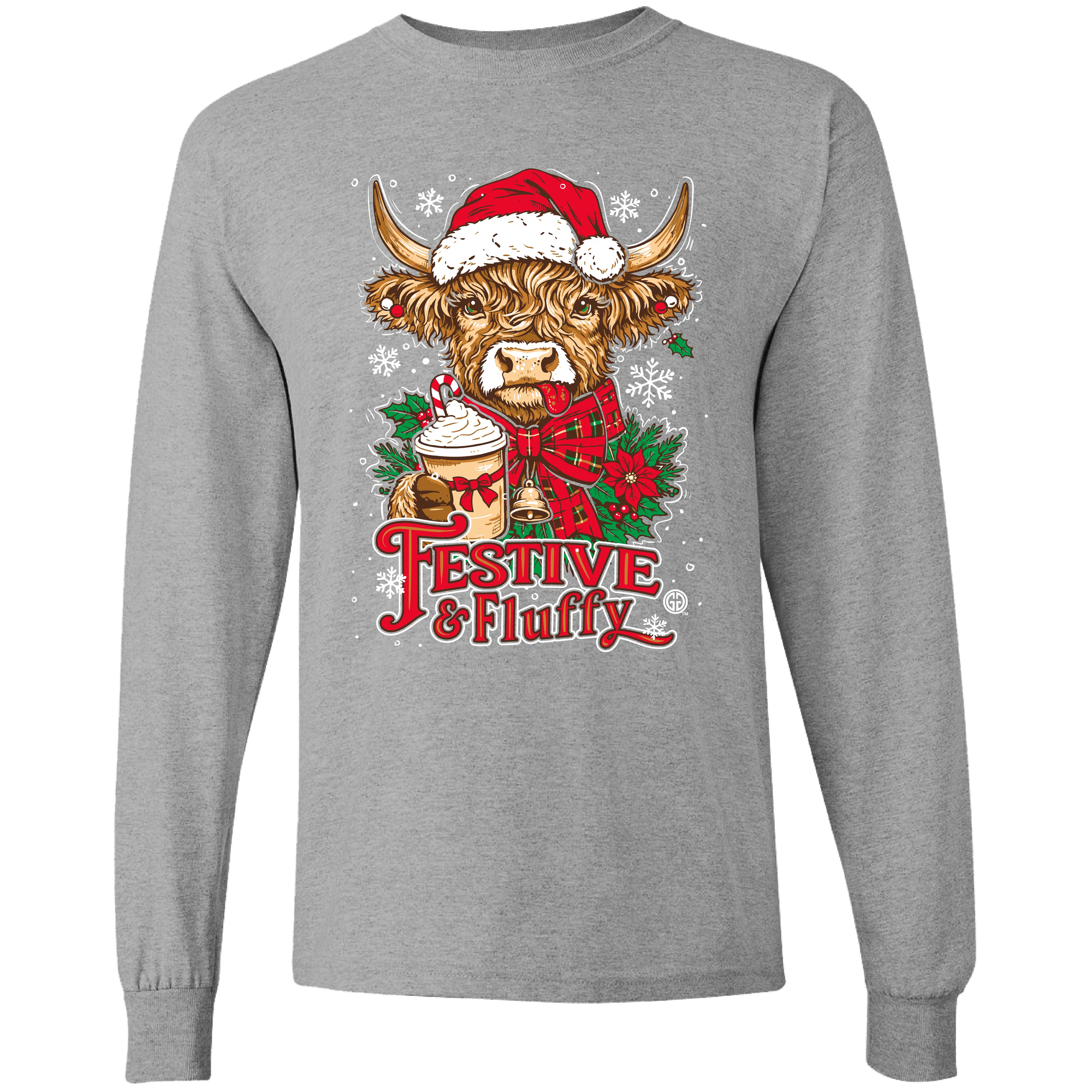 Girlie Girl Festive &amp; Fluffy Cow Holiday Long Sleeve T-Shirt