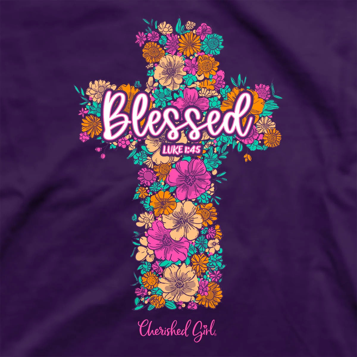 Cherished Girl Floral Cross Faith T-Shirt