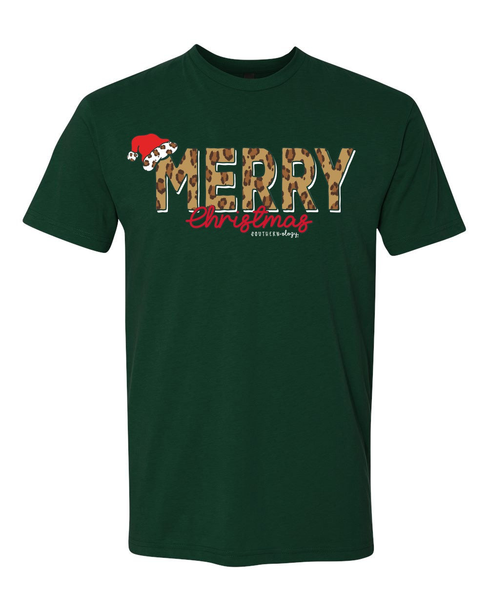 Southernology Leopard Merry Christmas Holiday Canvas T-Shirt