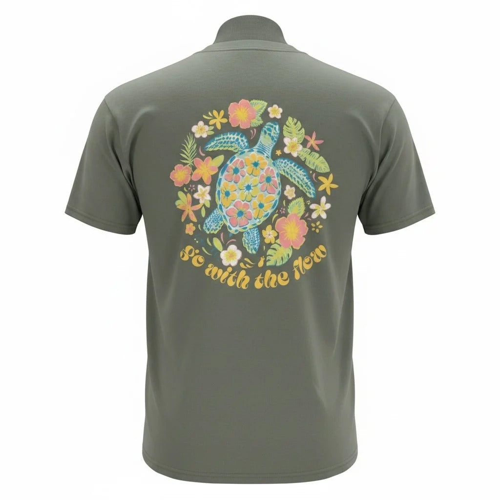 Southern Attitude Circle Flower Turtle T-Shirt