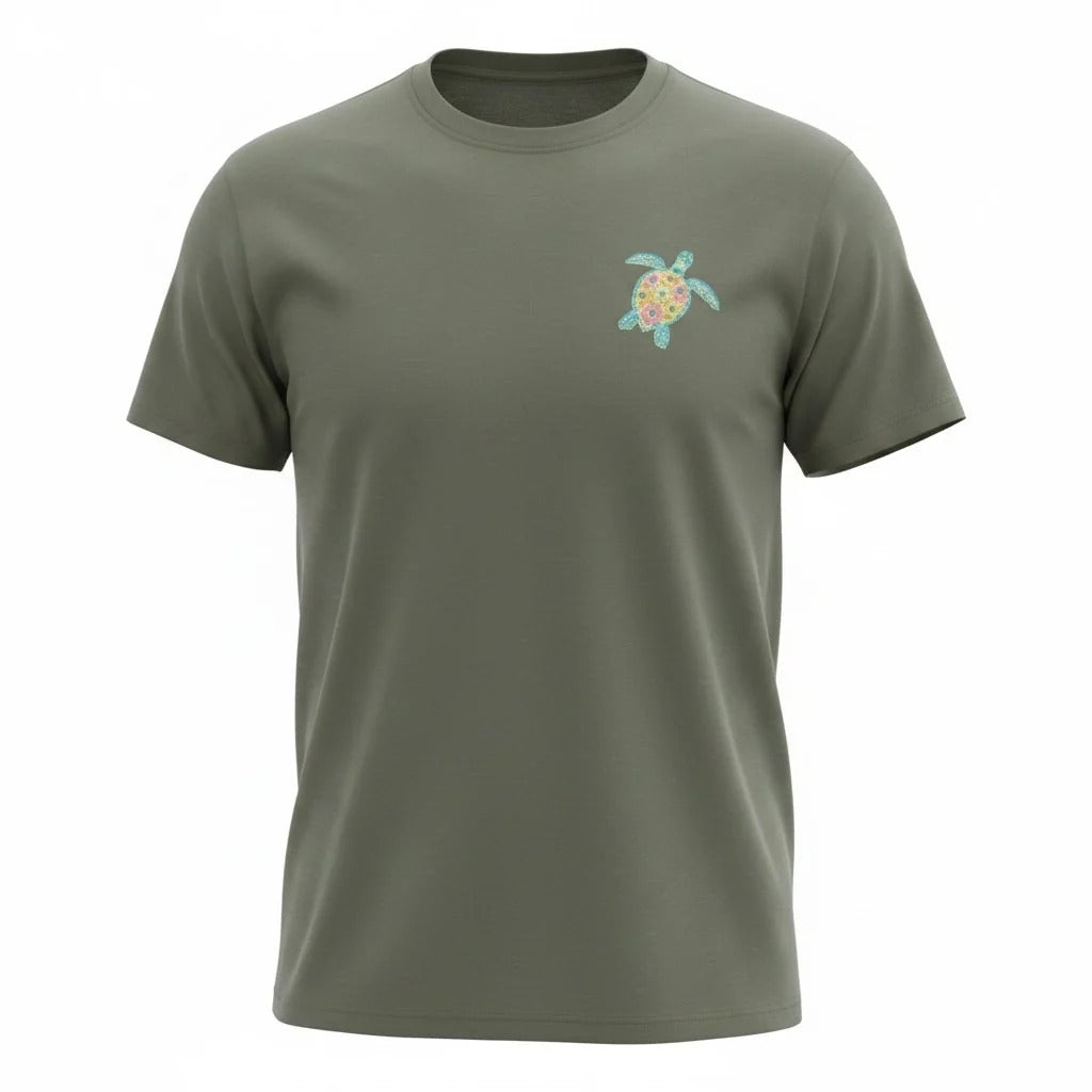 Southern Attitude Circle Flower Turtle T-Shirt