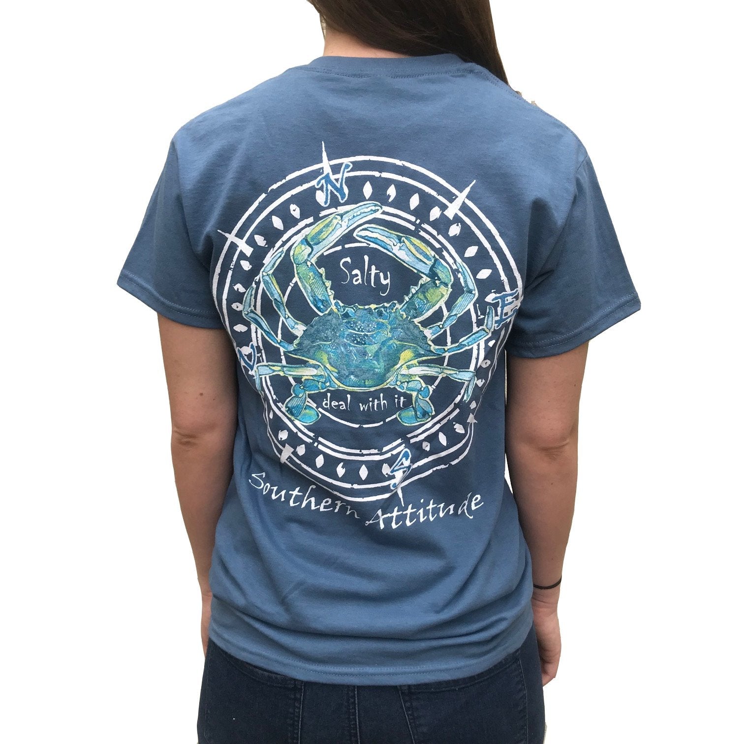 Southern Attitude Crab Compass Indigo Unisex T-Shirt