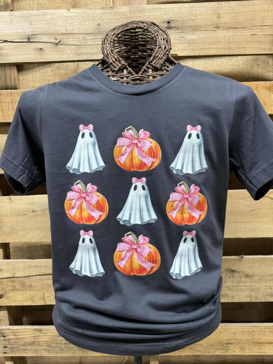 Southern Chics Ghost &amp; Pumpkins Fall Canvas T-Shirt