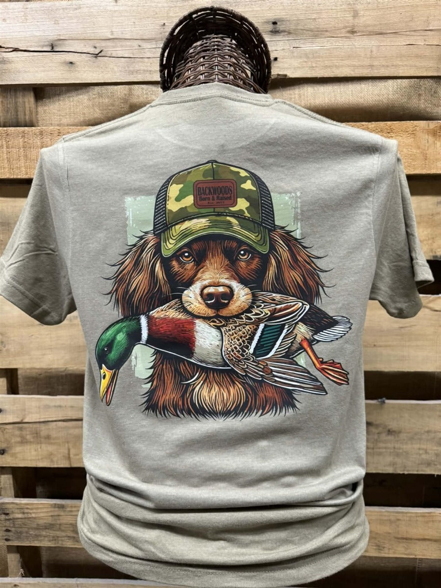 Backwoods Born &amp; Raised Boykin Dog Duck Unisex Soft T-Shirt