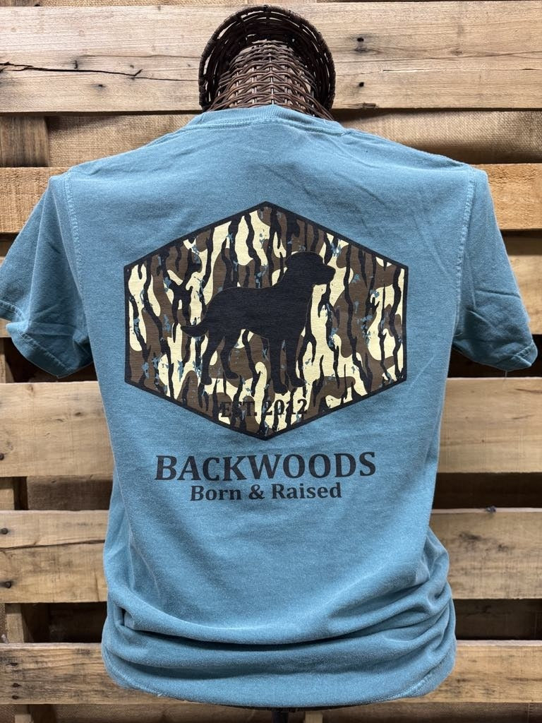 Backwoods Born & Raised Camo Dog Comfort Colors Unisex T-Shirt