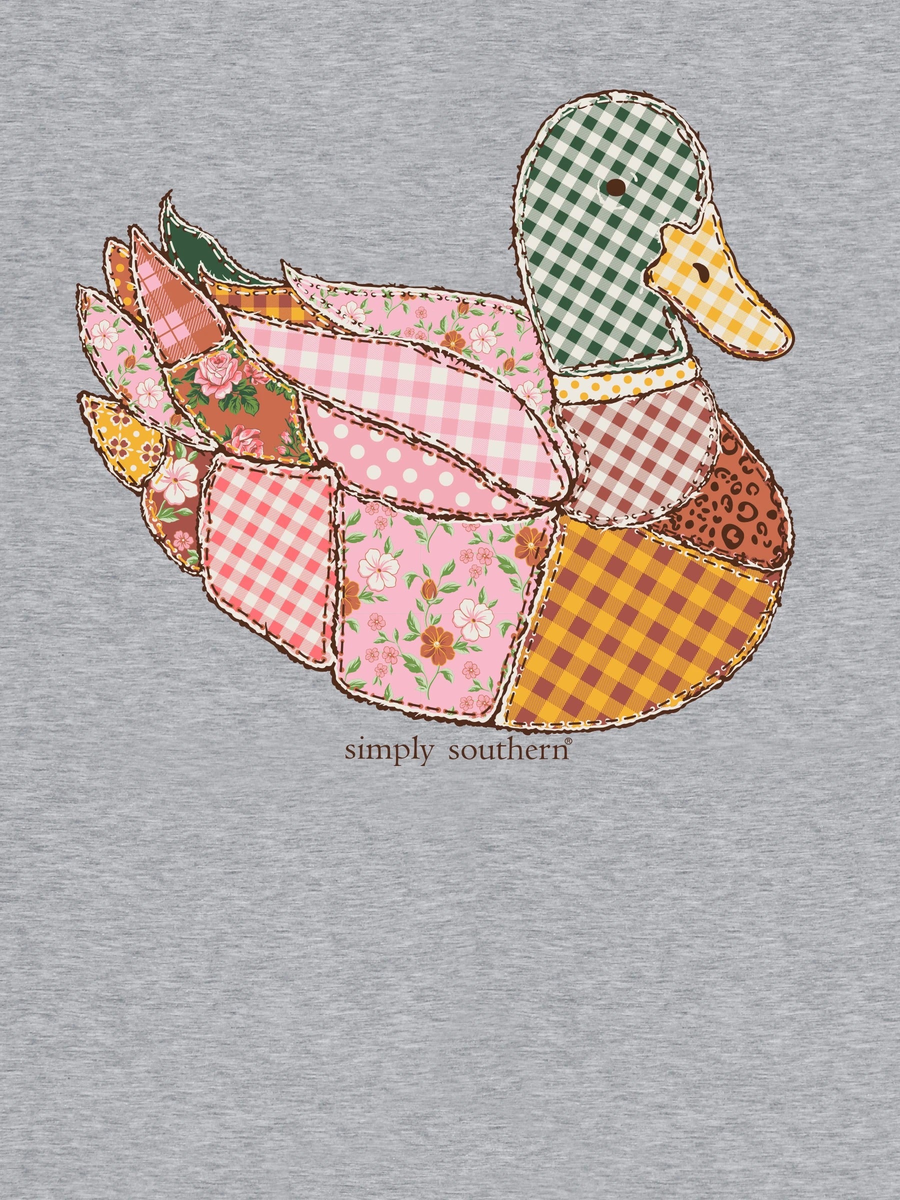 Simply Southern Stich Quilted Pattern Duck Long Sleeve Crew Sweatshirt