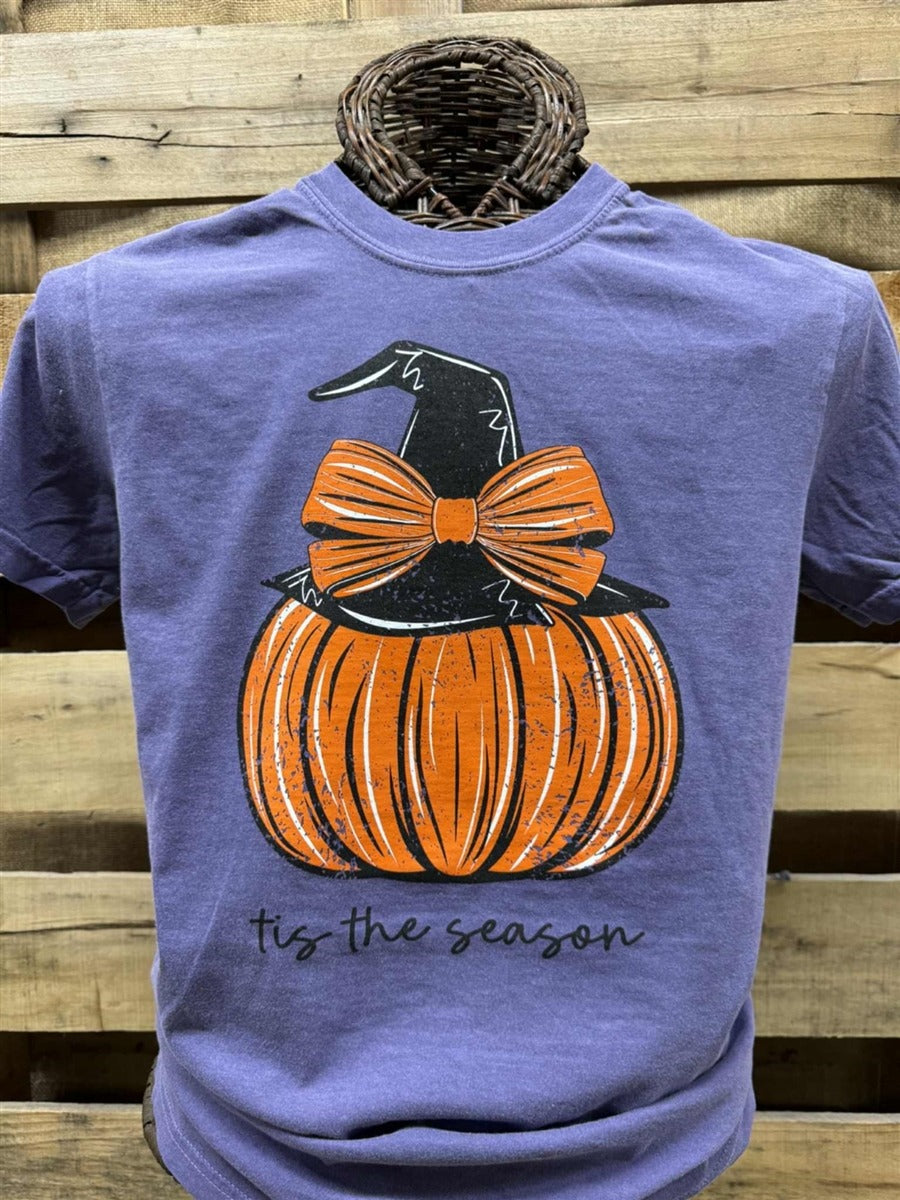 Southern Chics Pumpkin Bow Fall Comfort Colors T-Shirt