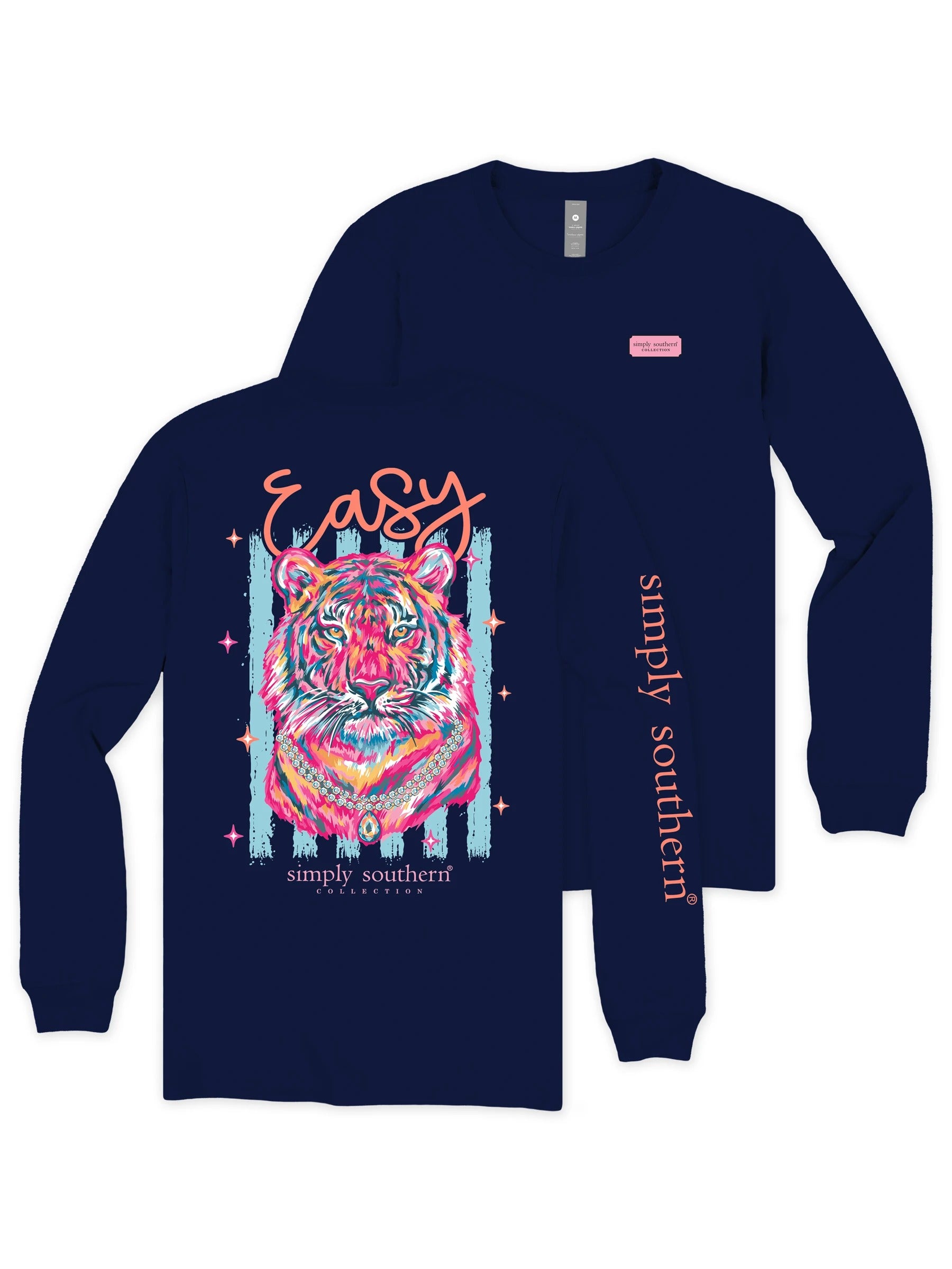Simply Southern Easy Tiger Navy Long Sleeve T-Shirt