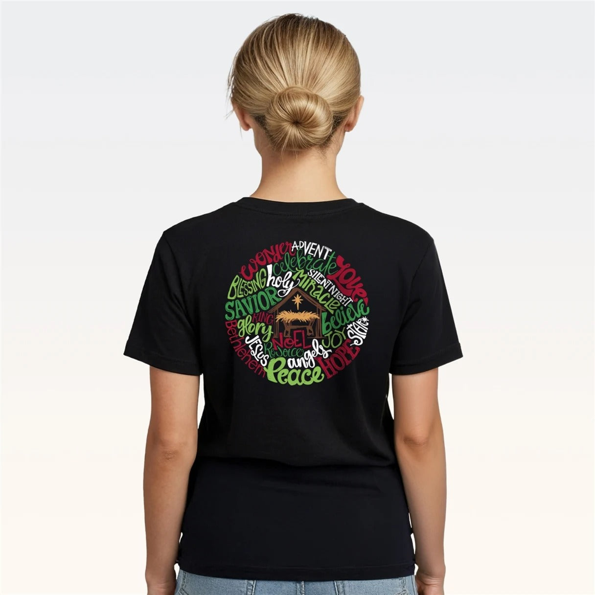 Southern Couture Classic Nativity Words Holiday T-Shirt
